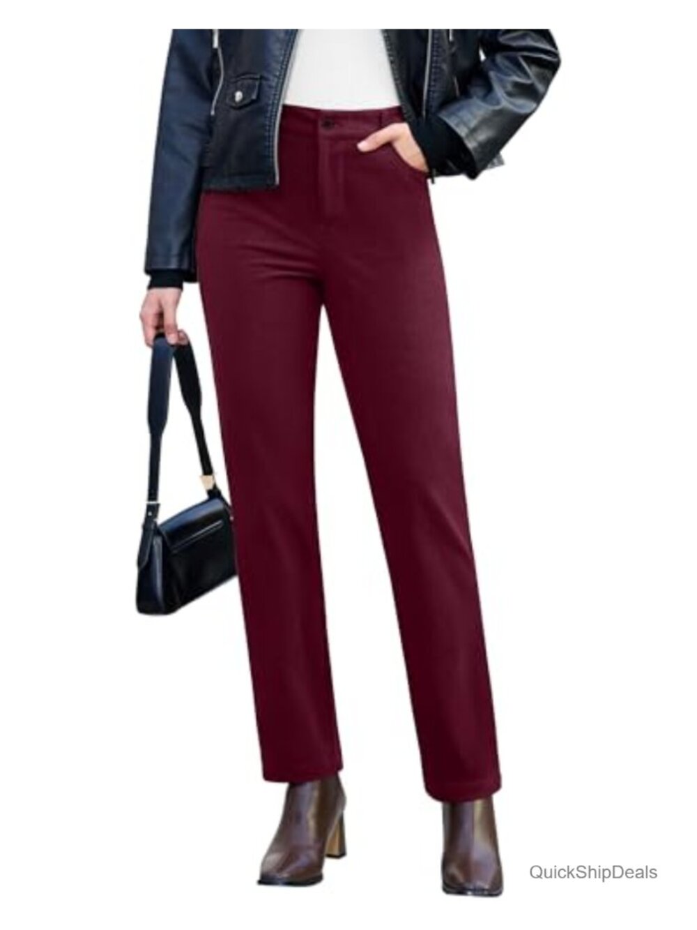 Corduroy Pants for Women High Waisted Straight Leg Stretchy Comfort Trousers